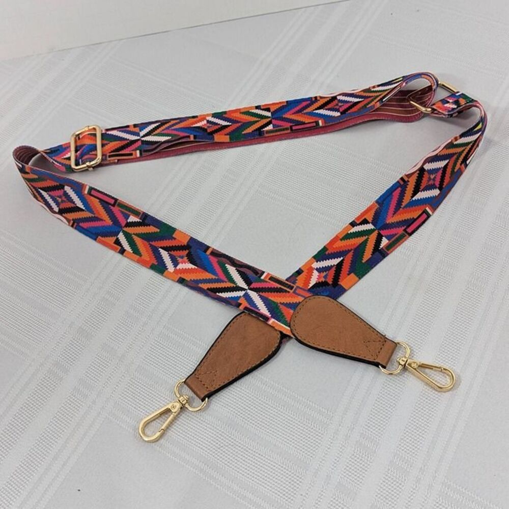 Aztec Geometric Woven Purse Strap | Wide Colorful Crossbody Replacement
